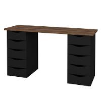 Mesa De Escritório Com 10 Gavetas Maryland Nogal Preto - 5