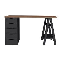 Mesa De Escritório Com 5 Gavetas Mississipi Nogal Preto - 2