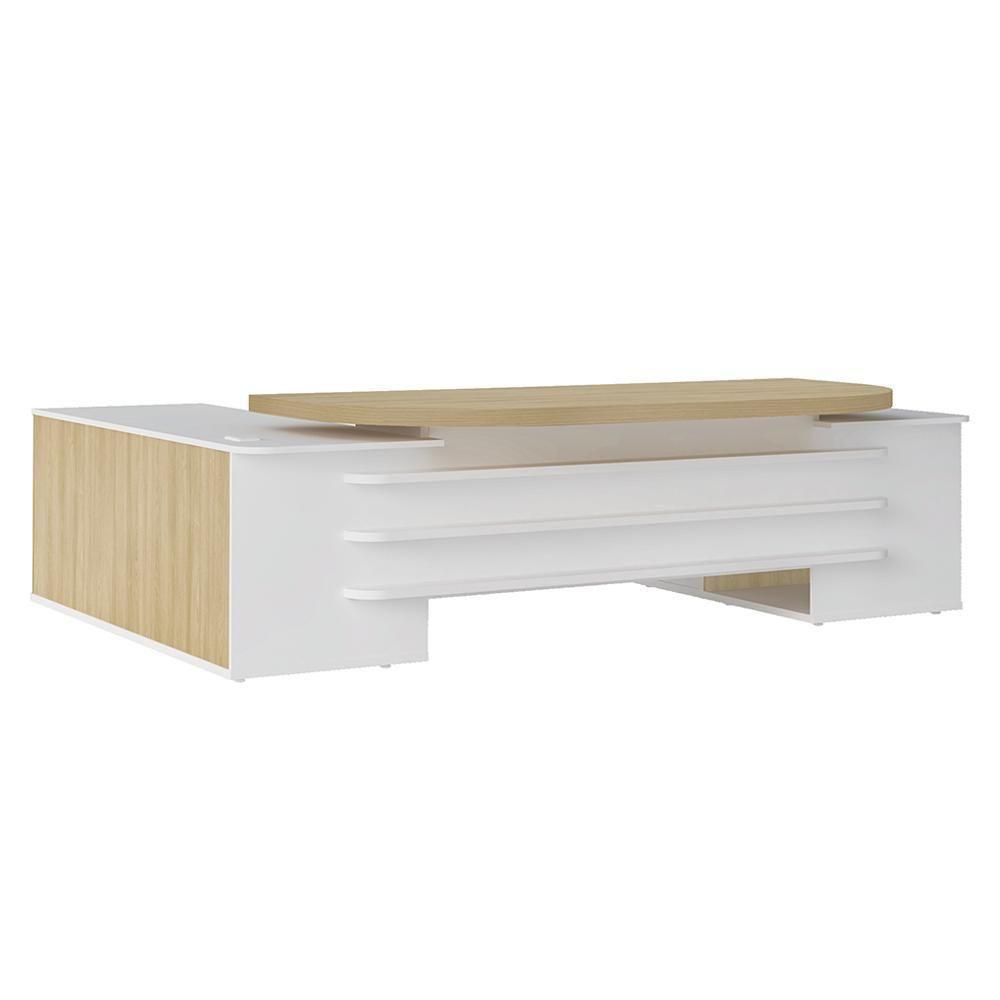 Mesa Para Escritório Executiva Foligno Carvalho Branco - 2