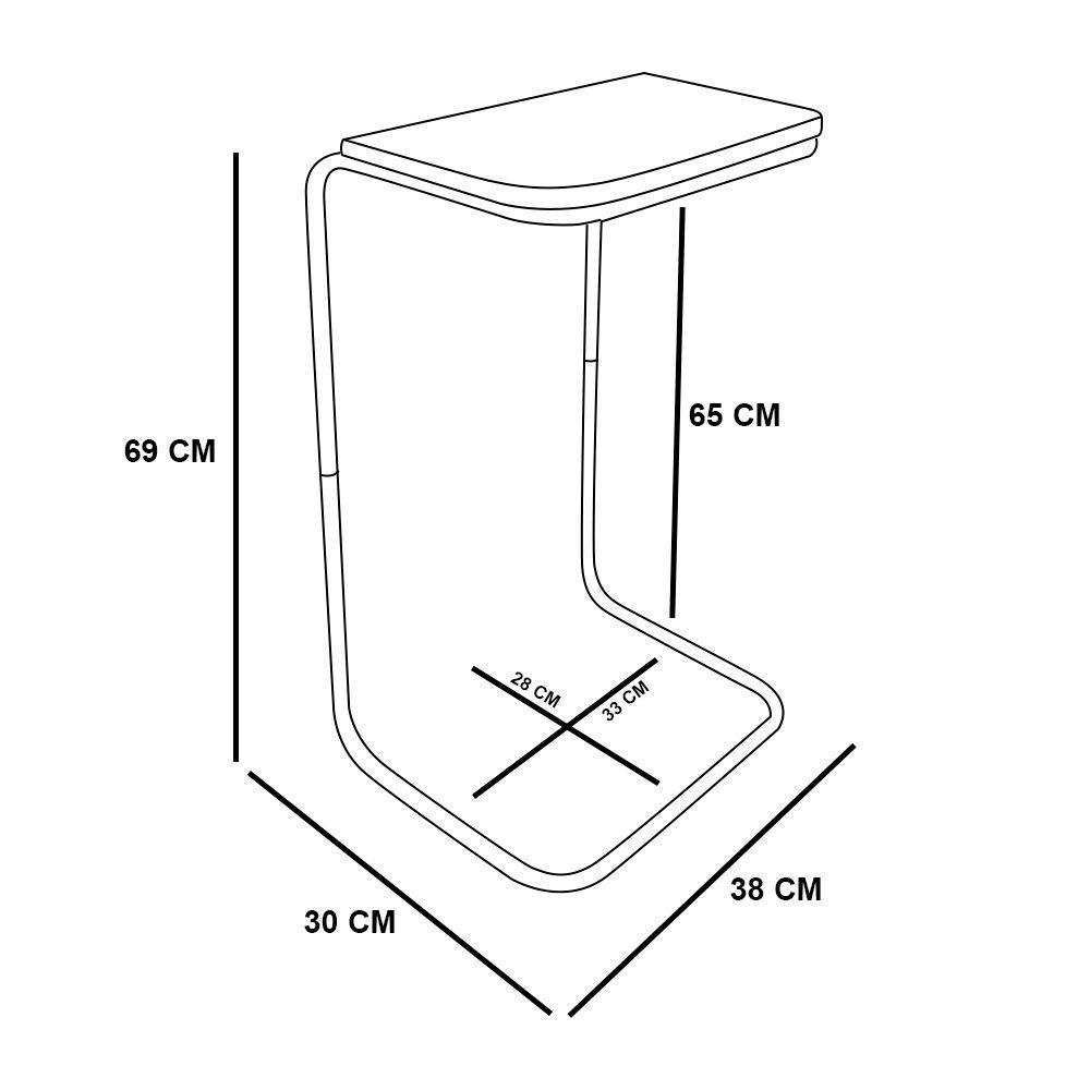 Mesa Lateral Tampo Multiuso P/ Sofá Base Dourado Branco - 3