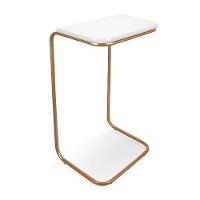 Mesa Lateral Tampo Multiuso P/ Sofá Base Dourado Branco - 1