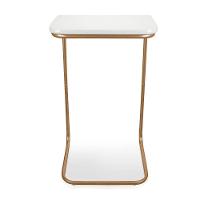 Mesa Lateral Tampo Multiuso P/ Sofá Base Dourado Branco
