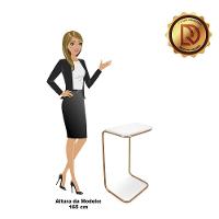 Mesa Lateral Tampo Multiuso P/ Sofá Base Dourado Branco - 7