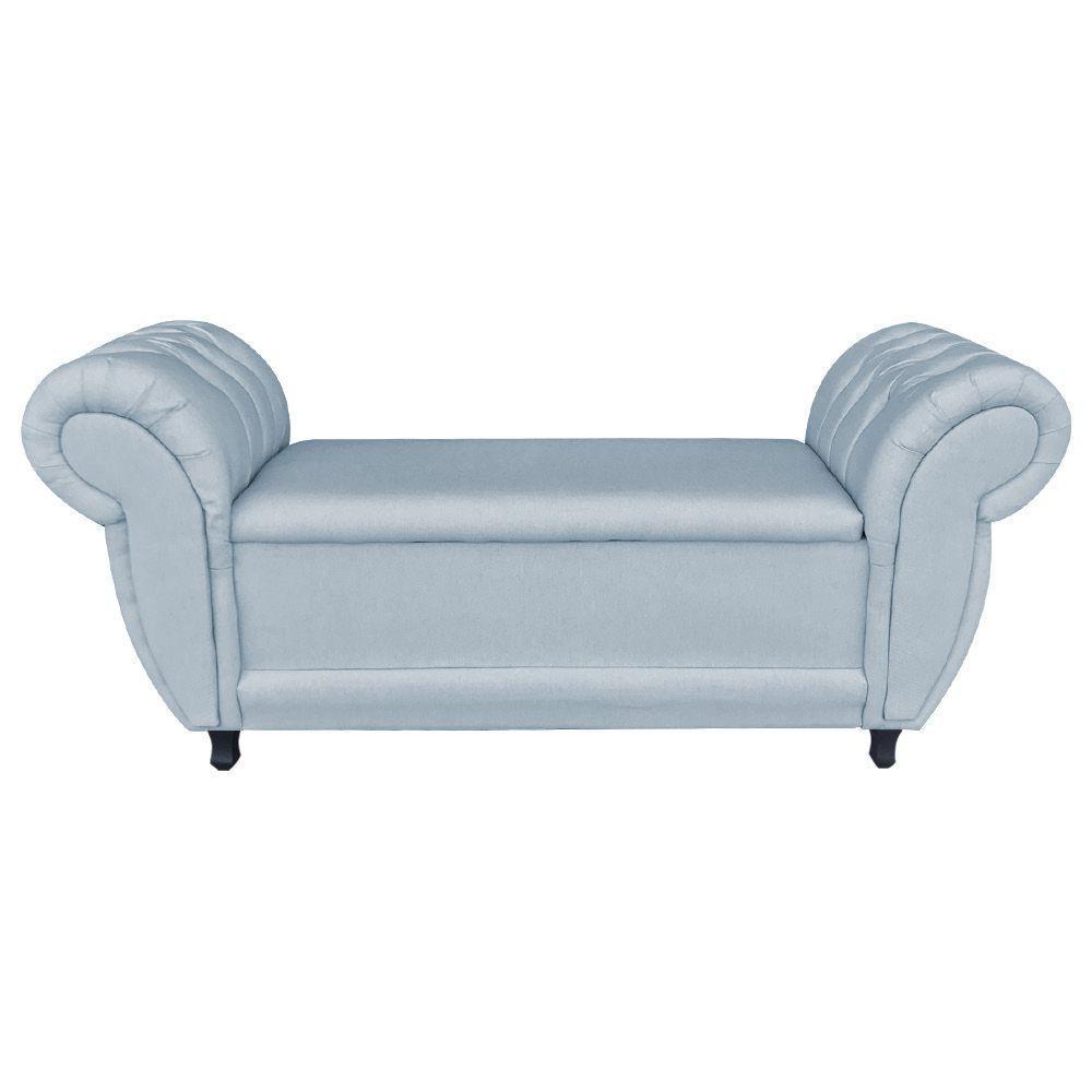 Divã Recamier Com Baú Grécia 1,55 Cm Linho Cinza - 1