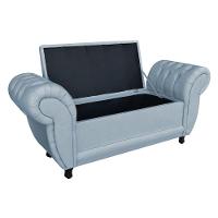 Divã Recamier Com Baú Grécia 1,55 Cm Linho Cinza - 2