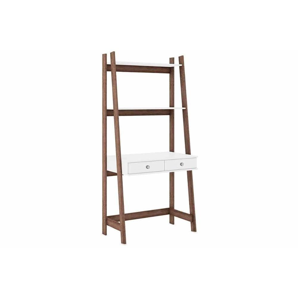 Estante para Sala RT3120 c/ 2 Prateleiras Rustico/Branco - Movelbento - 1