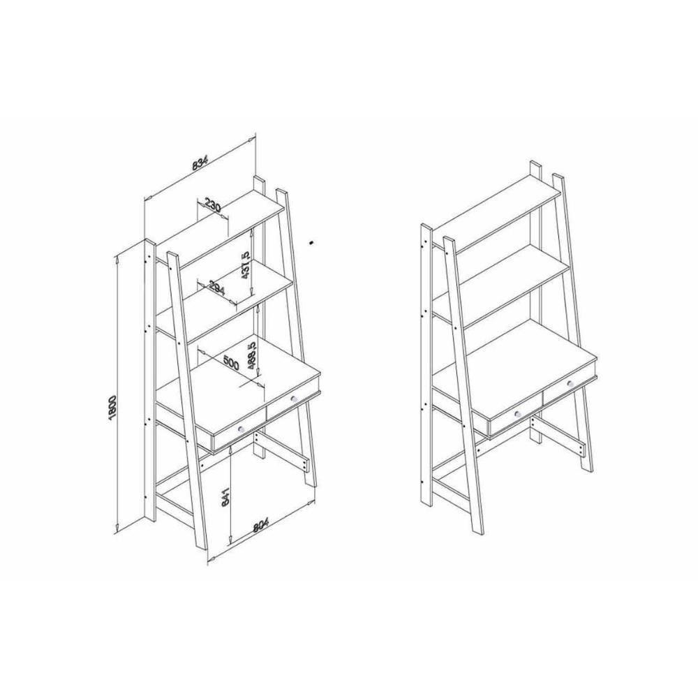 Estante para Sala RT3120 c/ 2 Prateleiras Rustico/Branco - Movelbento - 3