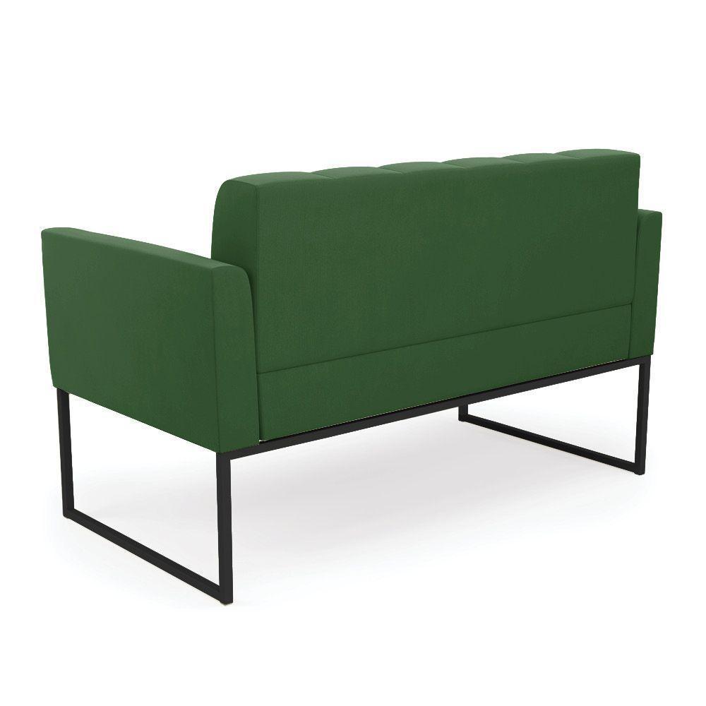 Kit 1 Sofá Namoradeira E 1 Poltrona Elisa Suede Base Metálica Industrial Preto - D'rossi Cor Verde - 5