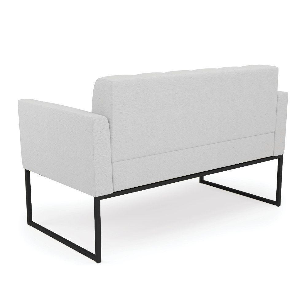 Kit 1 Sofá Namoradeira E 2 Poltronas Elisa Linho Cinza A05 Base Metálica Industrial Preto - D'rossi - 5