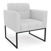 Kit 1 Sofá Namoradeira E 2 Poltronas Elisa Linho Cinza A05 Base Metálica Industrial Preto - D'rossi