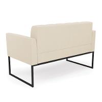 Kit 1 Sofá Namoradeira E 2 Poltronas Elisa Linho Bege A19 Base Metálica Industrial Preto - D'rossi - 5