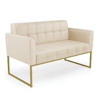 Kit 1 Sofá Namoradeira E 2 Poltronas Elisa Corino Bege Base Metálica Industrial Dourado - D'rossi - 7