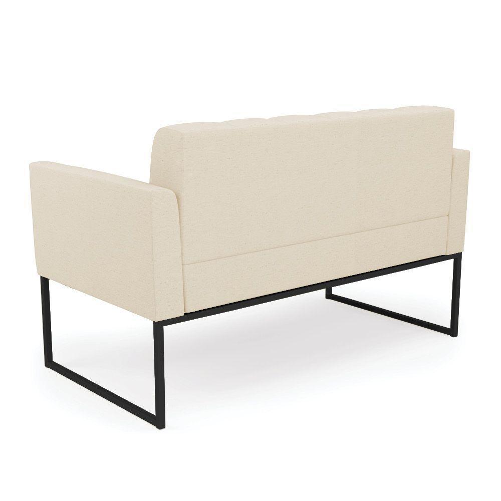 Kit 1 Sofá Namoradeira E 1 Poltrona Linho Base Metálica Industrial Preto - D'rossi Cor A19 Bege - 3