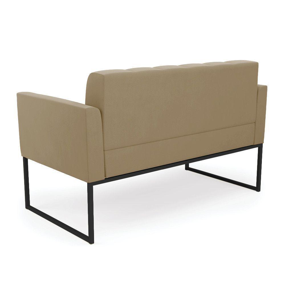 Kit 1 Sofá Namoradeira E 1 Poltrona Suede Base Metálica Industrial Preto - D'rossi Cor Marrom Rato - 6