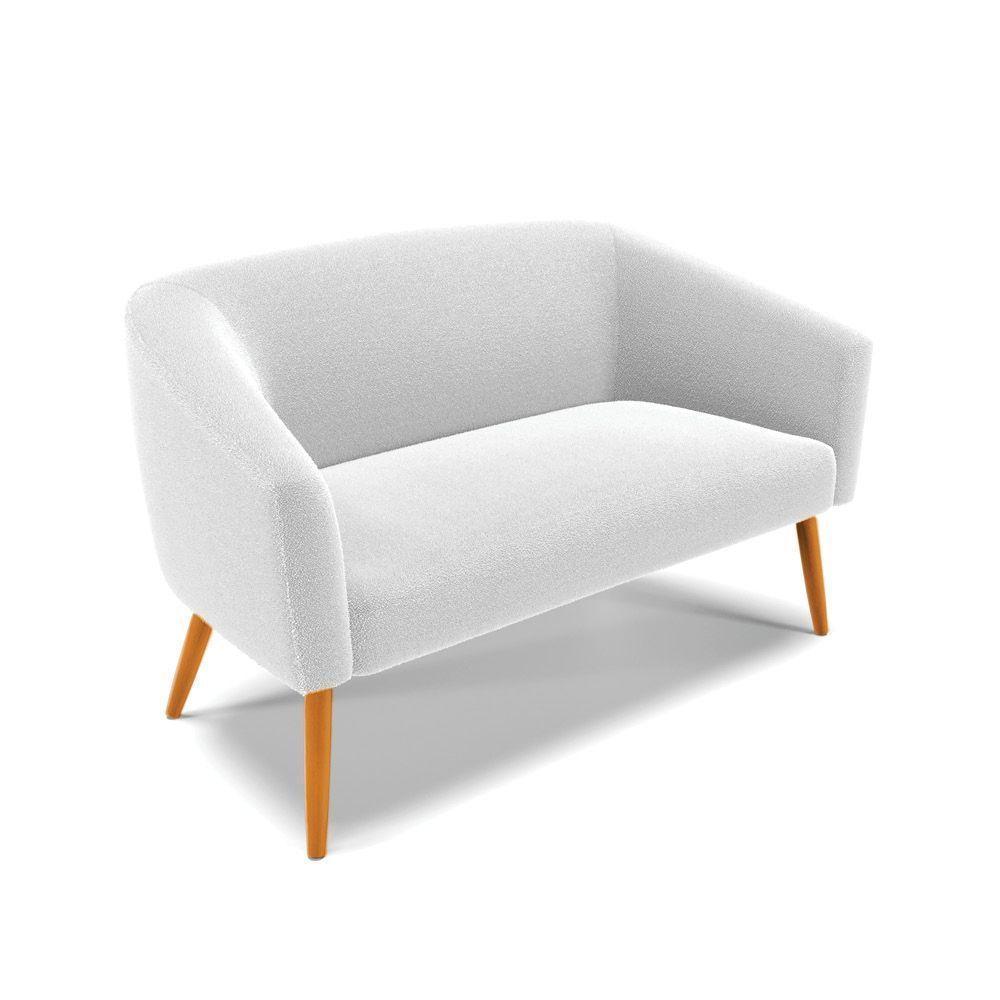 Kit 1 Sofá Namoradeira E 1 Poltrona Stella Bouclê Off White Base De Madeira Ma30 - D'rossi - 8