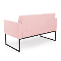 Kit 1 Sofá Namoradeira E 1 Poltrona Suede Base Metálica Industrial Preto - D'rossi Cor Rosa Bebê - 6