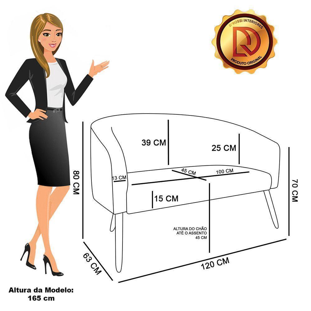 Kit 1 Sofá Namoradeira E 2 Poltronas Stella Bouclê Base De Madeira Ma30 - D'rossi Cor Off White - 5