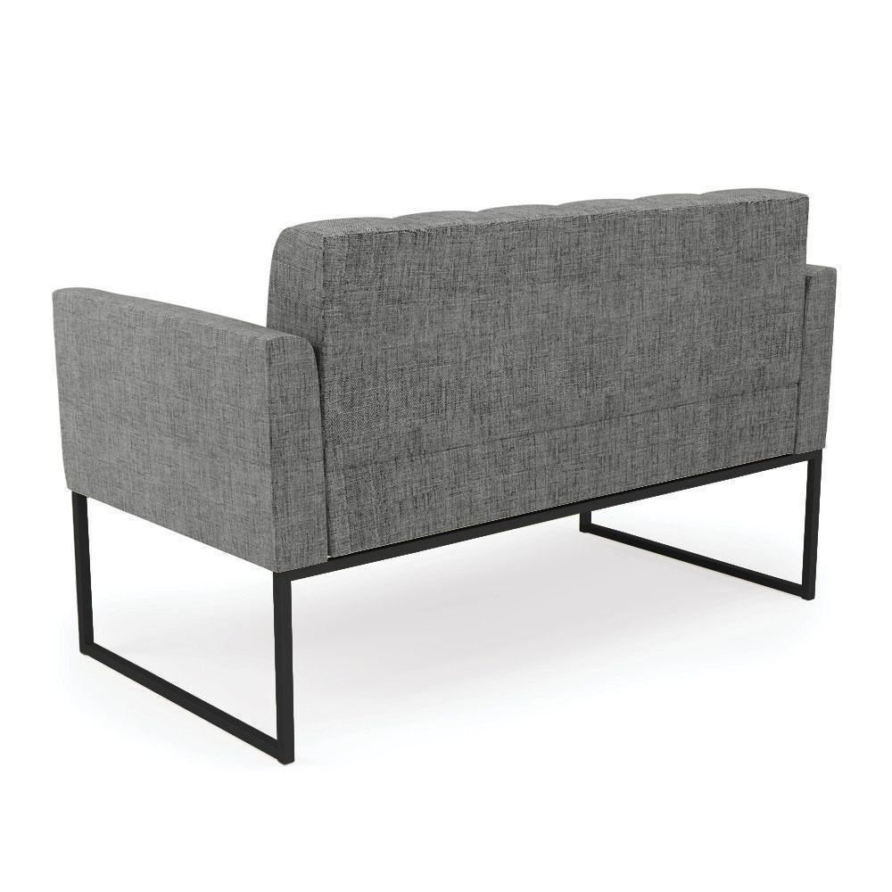 Kit 1 Sofá Namoradeira E 2 Poltronas Linho Grafite A26 Base Metálica Industrial Preto - D'rossi - 8