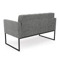 Kit 1 Sofá Namoradeira E 2 Poltronas Linho Base Metálica Industrial Preto - D'rossi Cor A26 Grafite - 7