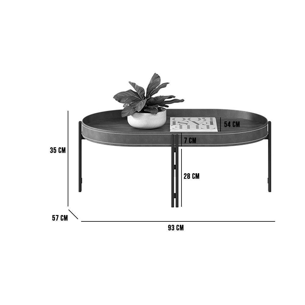 Mesa De Centro Isi Nature Fosco E Couro Caramelo 93x35 Cm L04 - D'rossi - 2