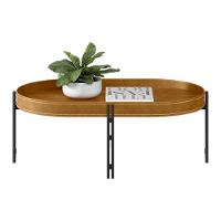 Mesa De Centro Isi Nature Fosco E Couro Caramelo 93x35 Cm L04 - D'rossi - 1