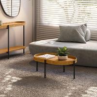 Mesa De Centro Isi Nature Fosco E Couro Caramelo 93x35 Cm L04 - D'rossi