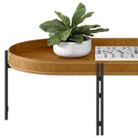 Mesa De Centro Isi Nature Fosco E Couro Caramelo 93x35 Cm L04 - D'rossi - 5