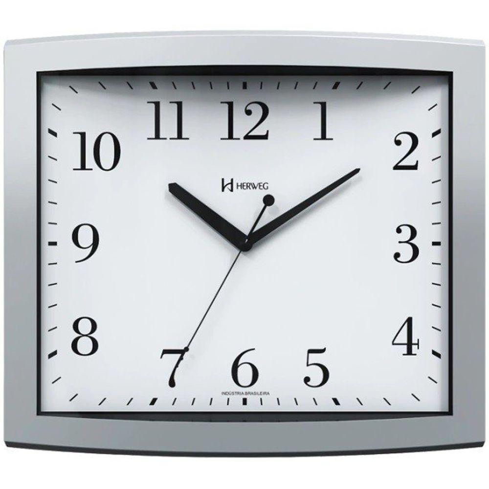 Relógio De Parede Quadrado Prata Metálico Herweg 6900 único - 1