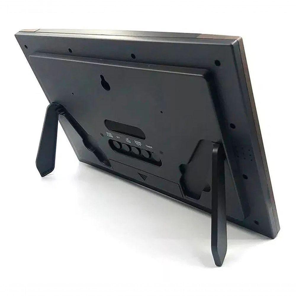 Relógio De Parede Ou Mesa Digital Lcd Calendário Termômetro Madeira Escura Herweg 6438 único - 2