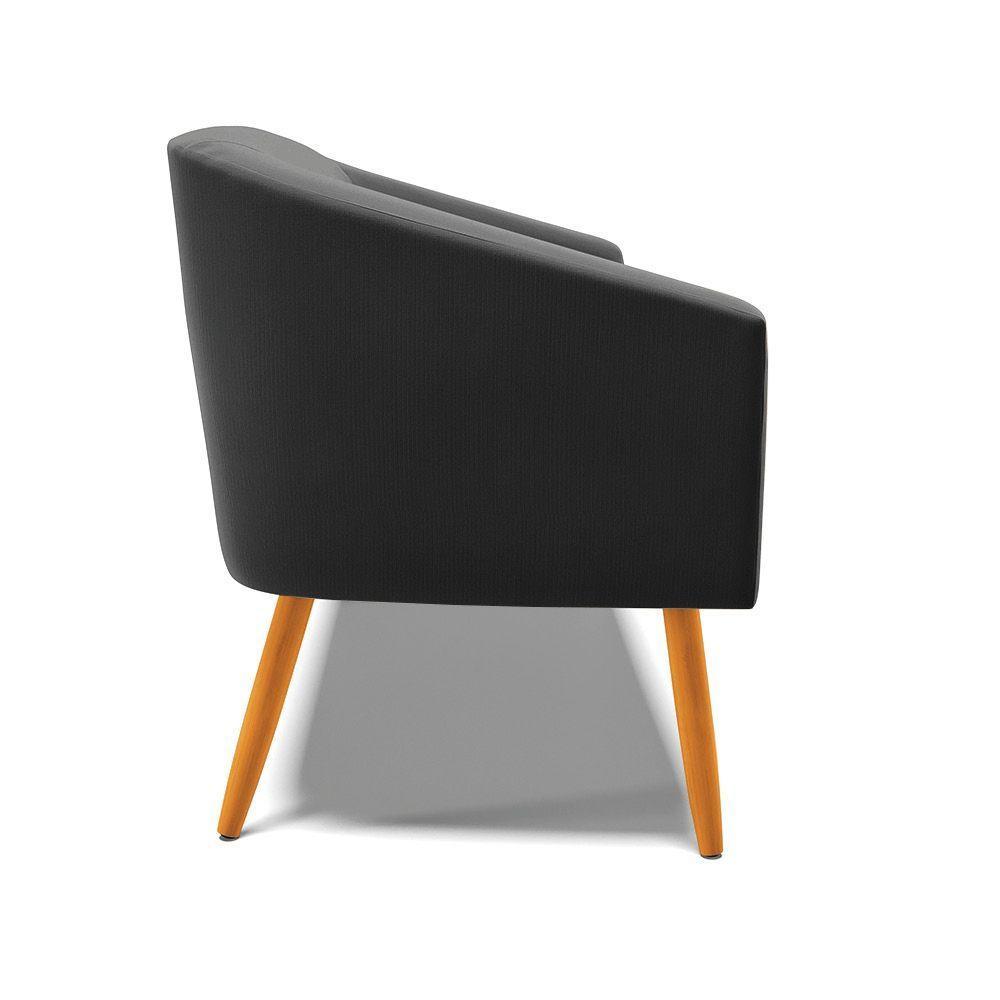 Namoradeira 02 Lugares Suede Pés Palito Castanho Preto - 6