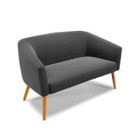 Namoradeira 02 Lugares Suede Pés Palito Castanho Preto - 2