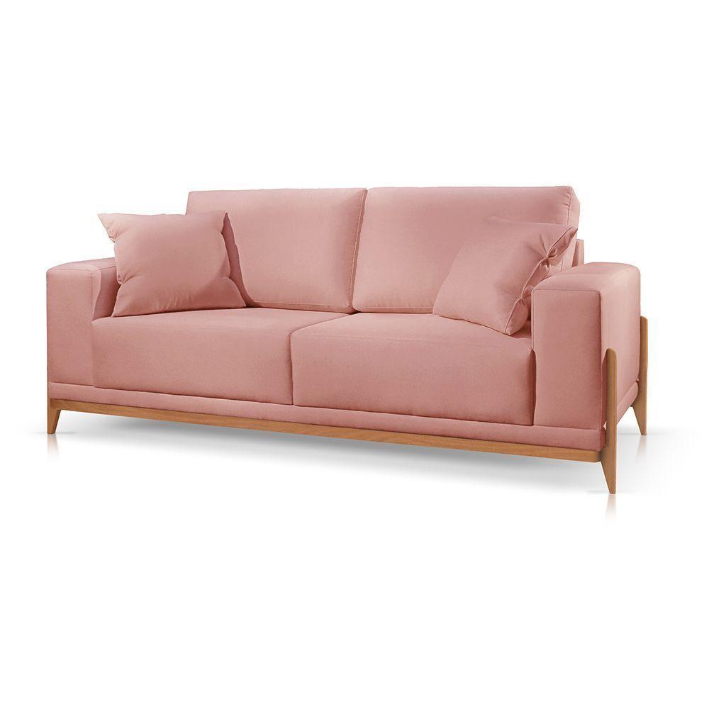 Sofá 2 Lugares Fixo Living Bellagio Veludo Rosê 19 1,90m - 1