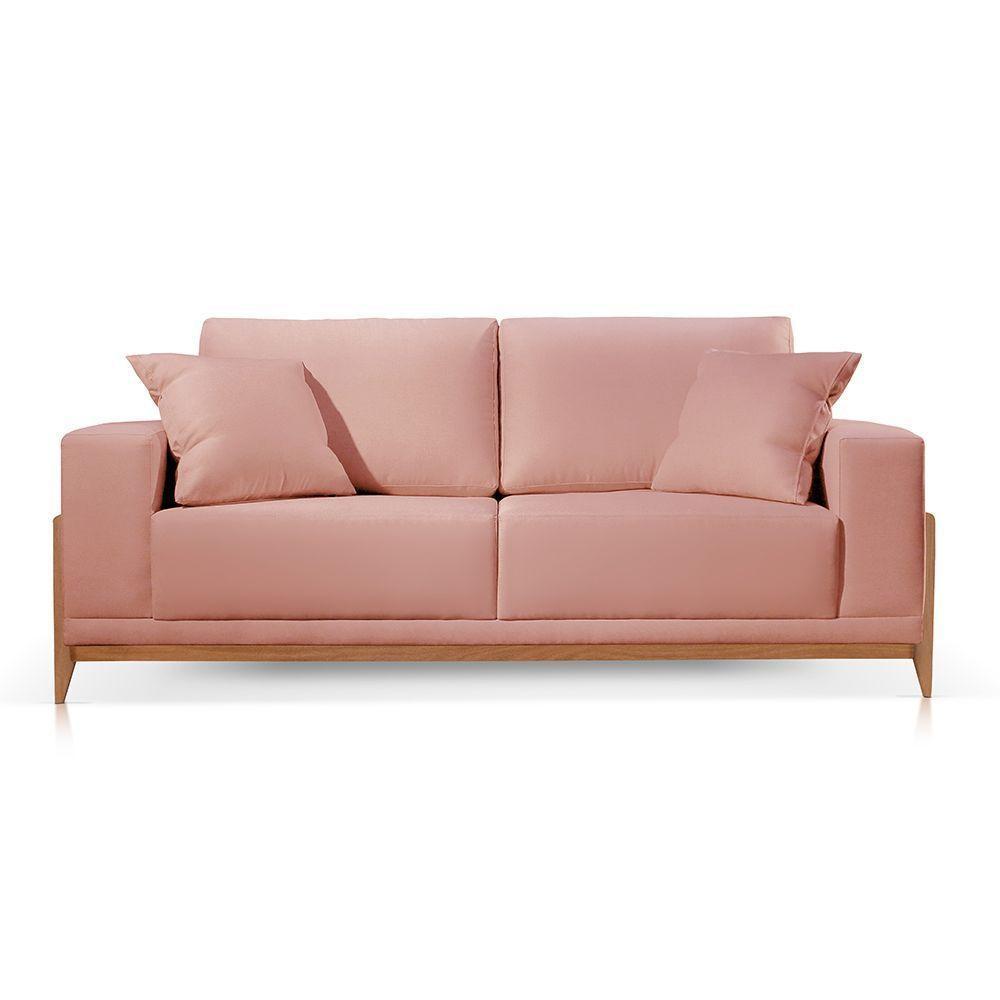 Sofá 2 Lugares Fixo Living Bellagio Veludo Rosê 19 1,90m - 3