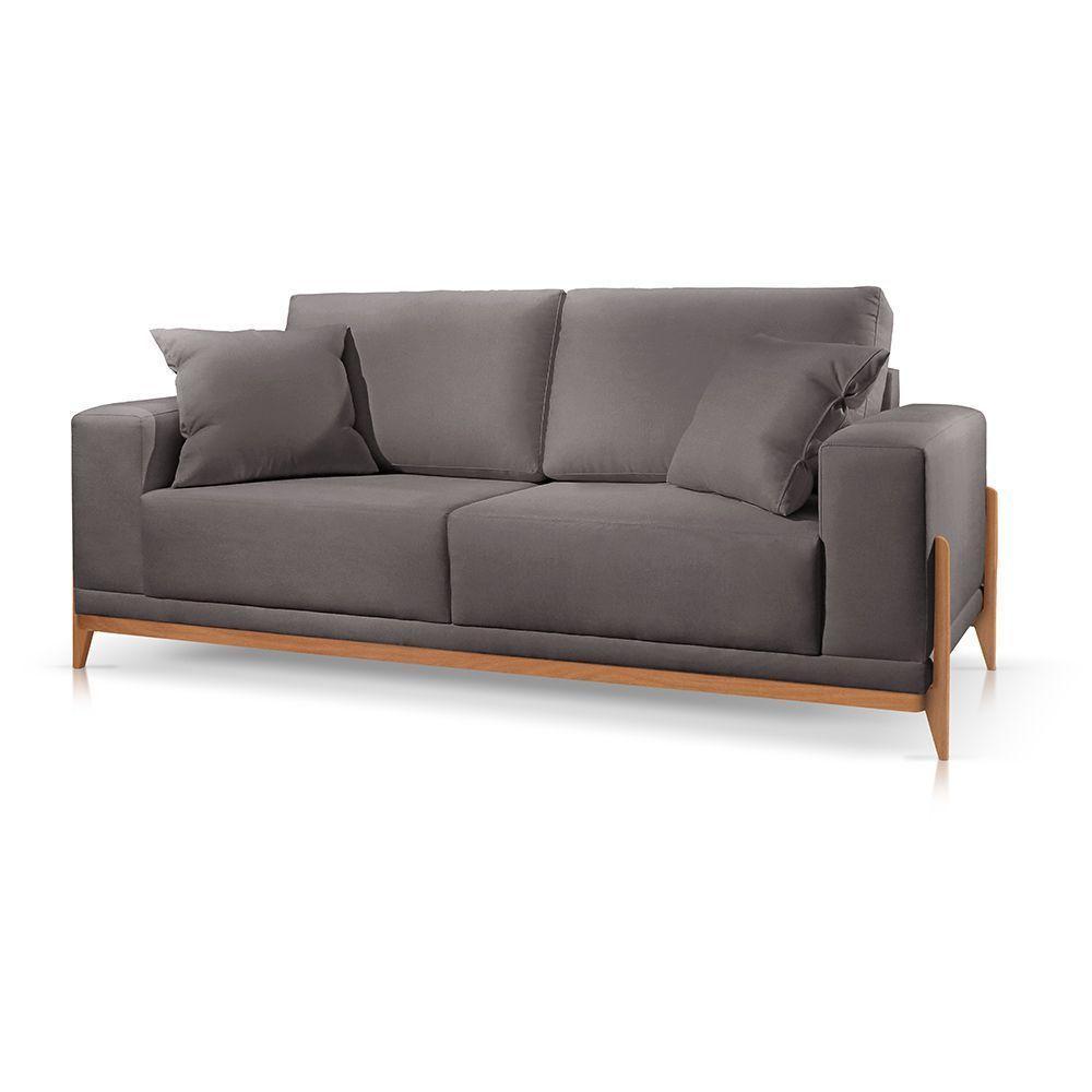 Sofá 2 Lugares Fixo Living Bellagio Veludo Cinza 10 1,90m - 2