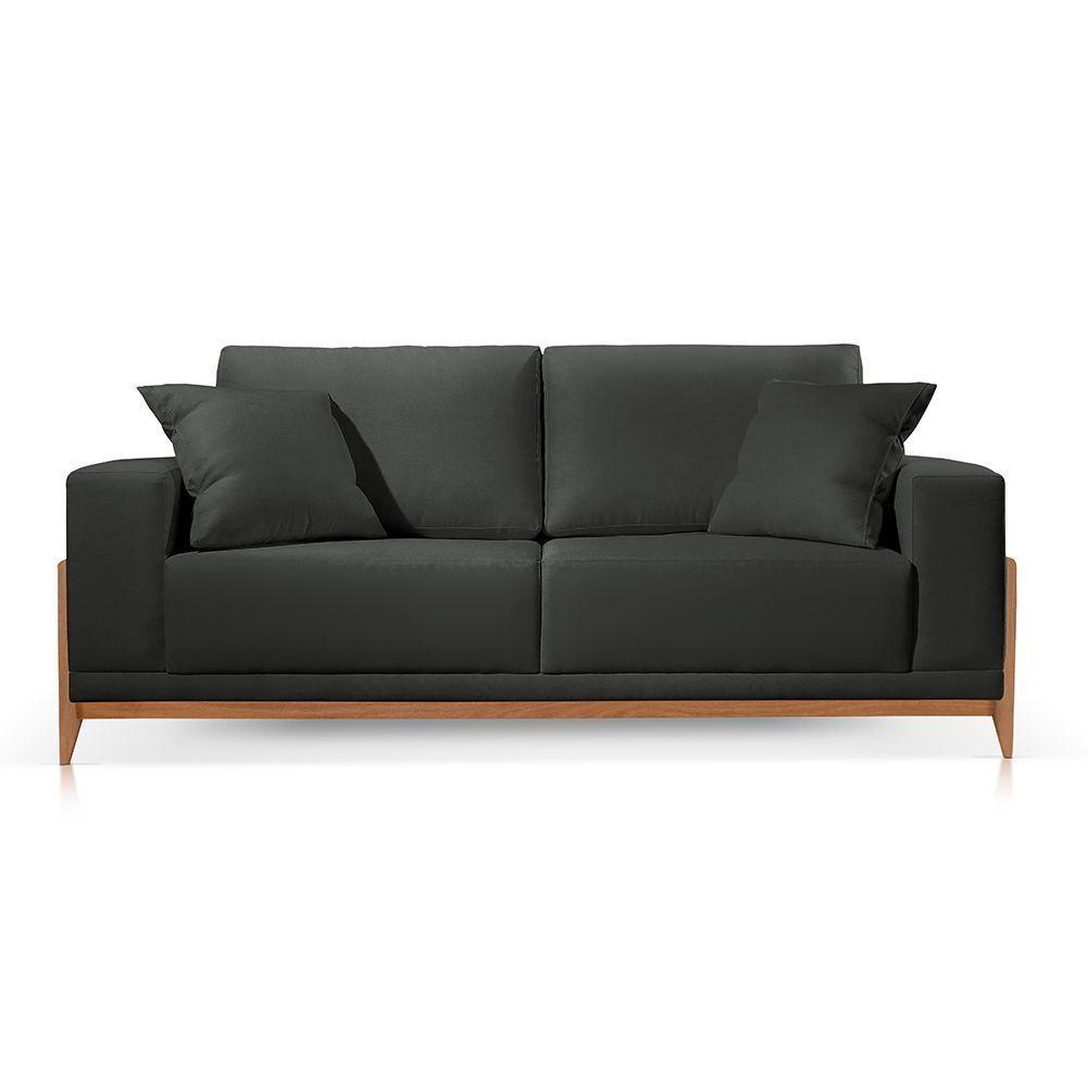 Sofá 2 Lugares Fixo Living Bellagio Suede Preto 15 1,90m - 1