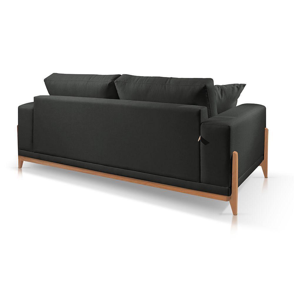Sofá 2 Lugares Fixo Living Bellagio Suede Preto 15 1,90m - 3