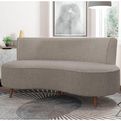 Sofá 2 Lugares Para Sala Living 135cm Pés Palito Korah K04 Bouclê Bege Escuro - Mpozenato