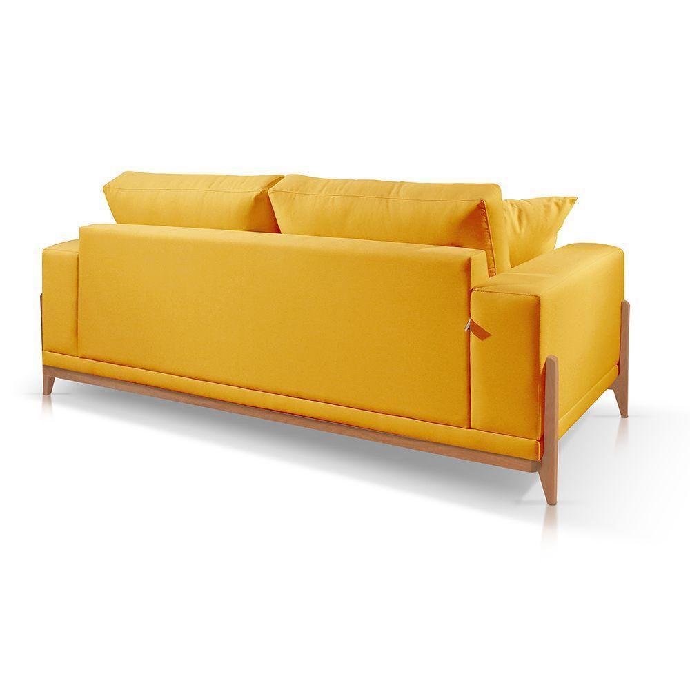 Sofá 2 Lugares Fixo Living Bellagio Veludo Amarelo 18 1,90m - 3