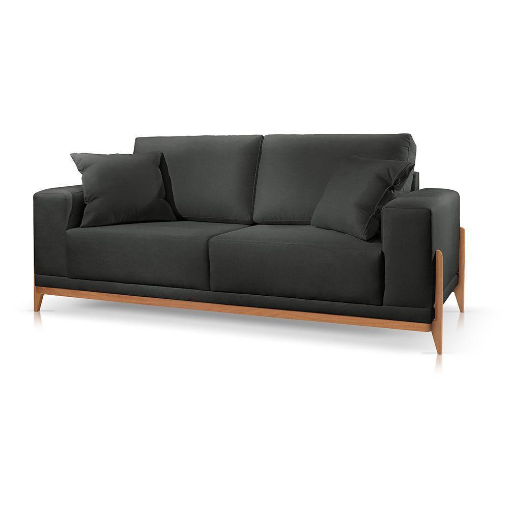 Sofá 2 Lugares Fixo Living Bellagio Veludo Preto 13 1,90m - 3