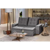 Sofá 3 Lugares 1.90 Mt Com Molas Retrátil E Reclinável Cinza - 1