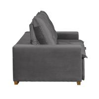 Sofá 3 Lugares 1.90 Mt Com Molas Retrátil E Reclinável Cinza - 2