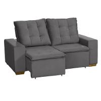 Sofá 3 Lugares 1.90 Mt Com Molas Retrátil E Reclinável Cinza - 5