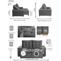 Sofá 3 Lugares 1.90 Mt Com Molas Retrátil E Reclinável Cinza - 8
