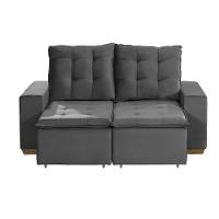 Sofá 3 Lugares 1.90 Mt Com Molas Retrátil E Reclinável Cinza - 9