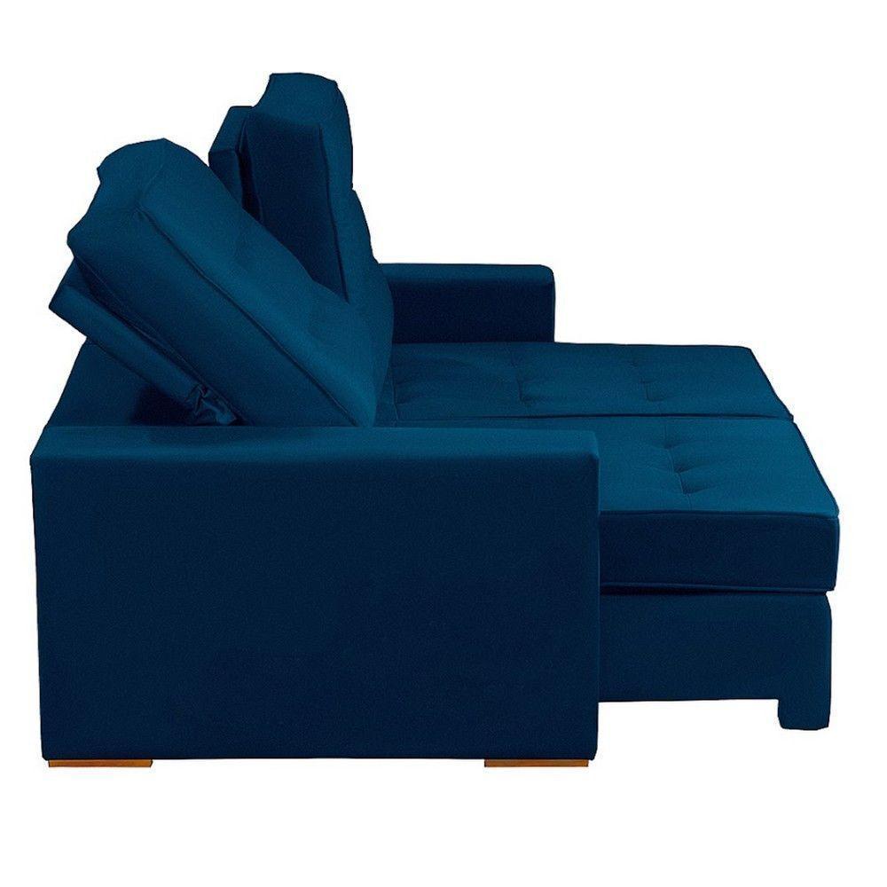 Sofá 3 Lugares 2.30 Mt Retrátil Reclinável Azul - 4