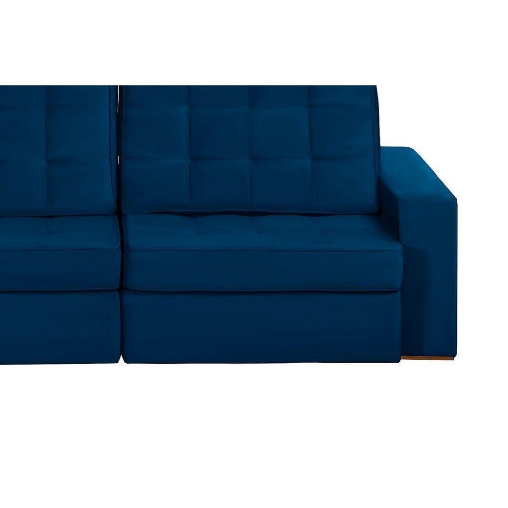 Sofá 3 Lugares 2.30 Mt Retrátil Reclinável Azul - 7