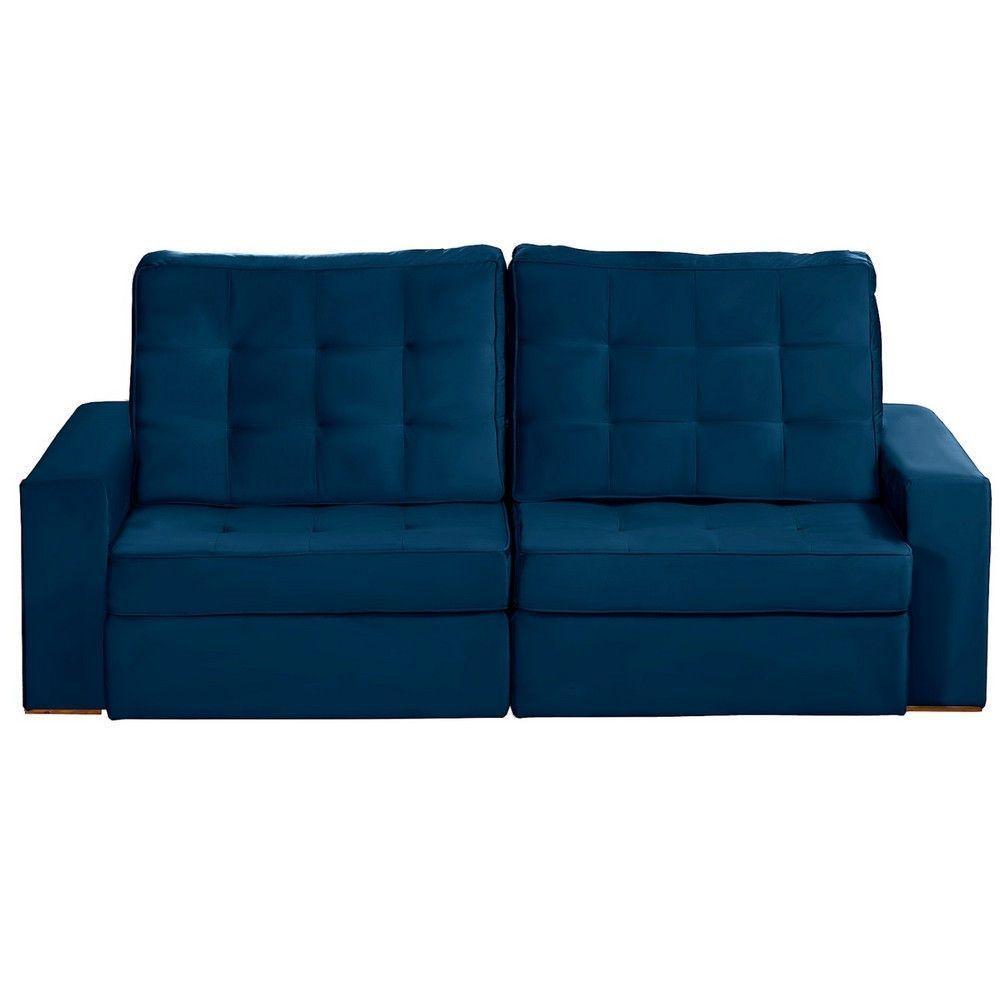 Sofá 3 Lugares 2.30 Mt Retrátil Reclinável Azul - 10