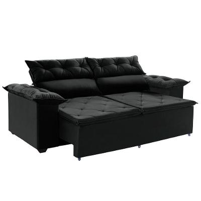 Sofá 200cm Retrátil E Com Molas Espirais Preto