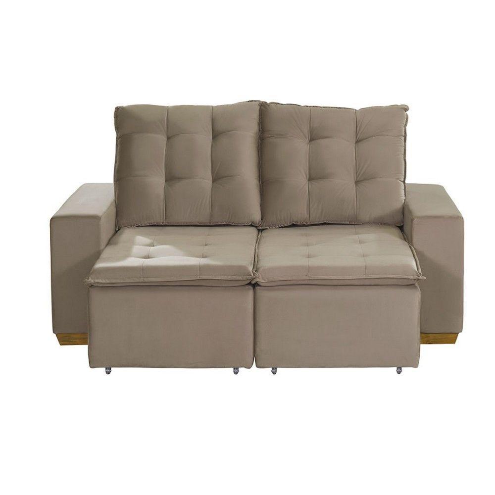 Sofá 3 Lugares 1.90 Mt Com Molas Retrátil E Reclinável Bege - 10