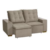 Sofá 3 Lugares 1.90 Mt Com Molas Retrátil E Reclinável Bege - 6